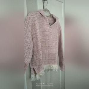 Earth Ragz Pink White Woven Hooded Poncho Juniors XXL Reggae